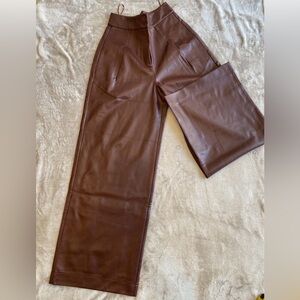 FRENCH CONNECTION Crolenda Faux Leather Pleated Pants Women’s SZ 0 Straight Leg